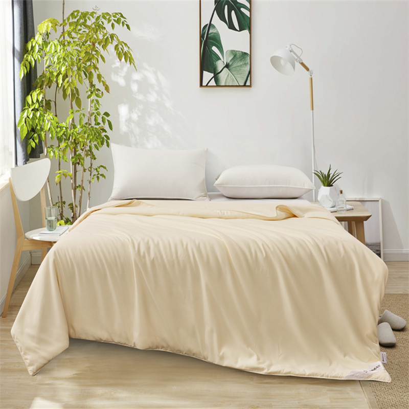 怡莲 暖柔蚕丝被春夏秋通用细纹提花柞蚕丝被双人床（净填充：400克/800克）单位：床 米黄色 200*230CM